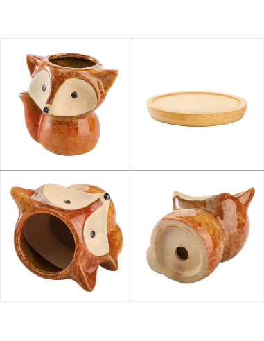Macetas de Cerámica Dicunoy en Forma de Zorro - 6 Piezas