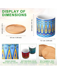 Zopeal 12 Macetas Cerámicas Multicolor para Suculentas 2