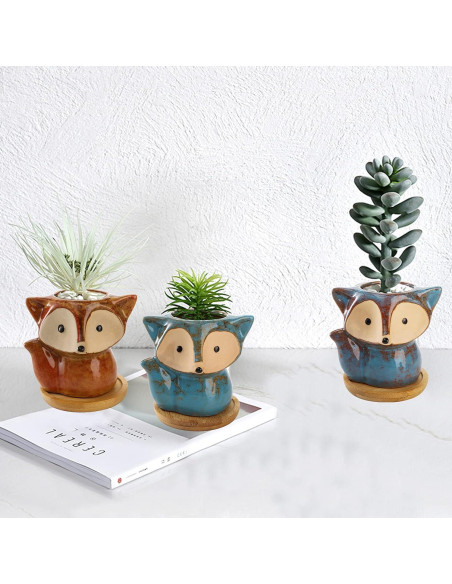 Macetas de Cerámica Dicunoy en Forma de Zorro - 6 Piezas