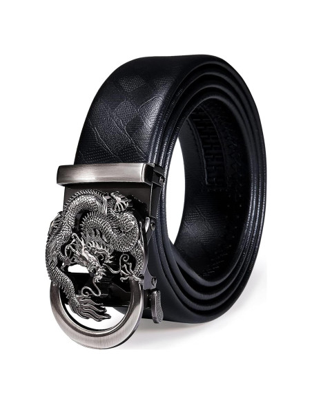 Cinturón Ratchet Barry.Wang Cuero Genuino Negro 2.86cm