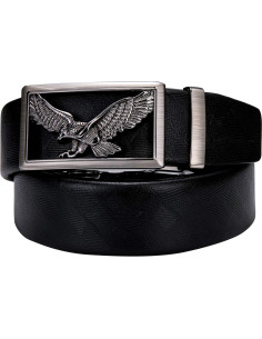 Cinturón Ratchet Barry.Wang Cuero Genuino Negro 2.86cm 2