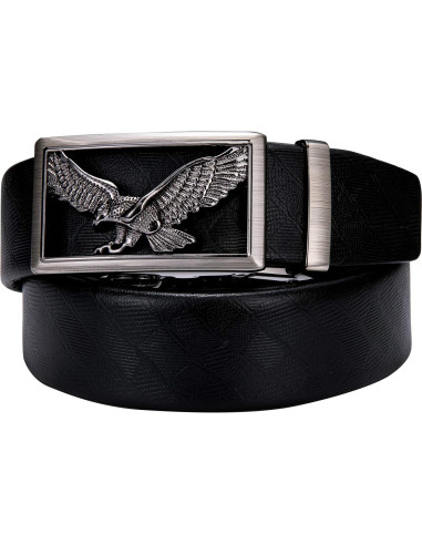 Cinturón Ratchet Barry.Wang Cuero Genuino Negro 2.86cm