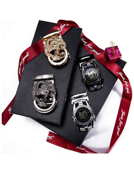 Cinturón Ratchet Barry.Wang Cuero Genuino Negro 2.86cm