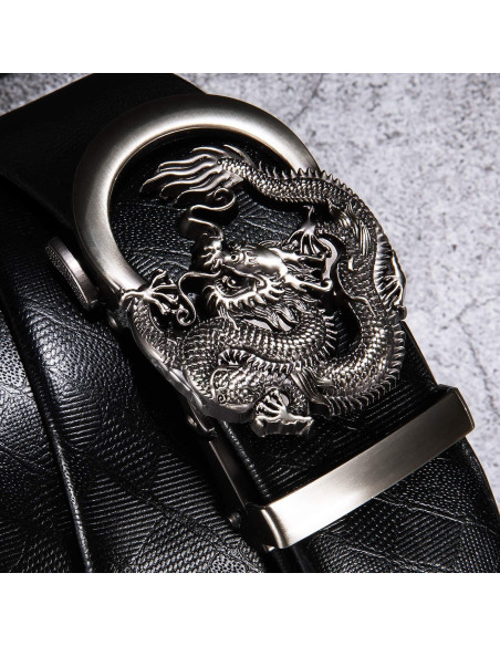 Cinturón Ratchet Barry.Wang Cuero Genuino Negro 2.86cm