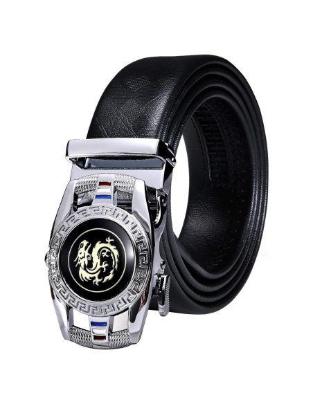 Cinturón Ratchet Barry.Wang Cuero Genuino Ajustable Negro