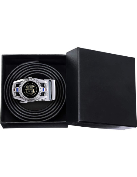 Cinturón Ratchet Barry.Wang Cuero Genuino Ajustable Negro