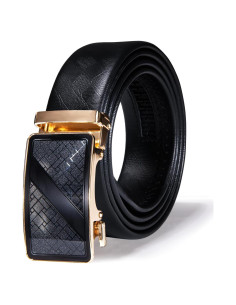 Cinturón de Ratchet Barry.Wang para Hombres Cuero Negro