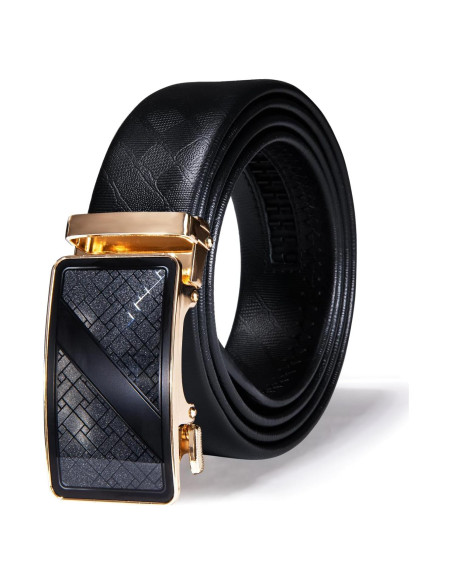 Cinturón de Ratchet Barry.Wang para Hombres Cuero Negro