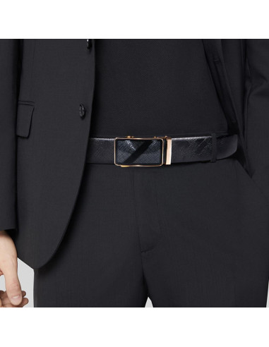 Cinturón de Ratchet Barry.Wang para Hombres Cuero Negro