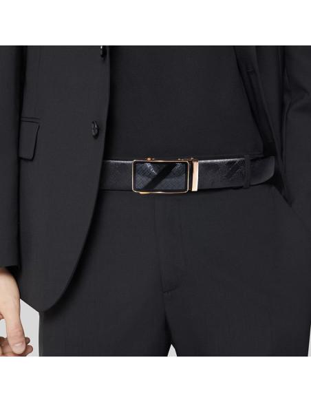 Cinturón de Ratchet Barry.Wang para Hombres Cuero Negro