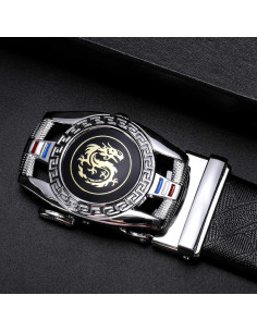 Cinturón Ratchet Barry.Wang Cuero Genuino Ajustable Negro 2