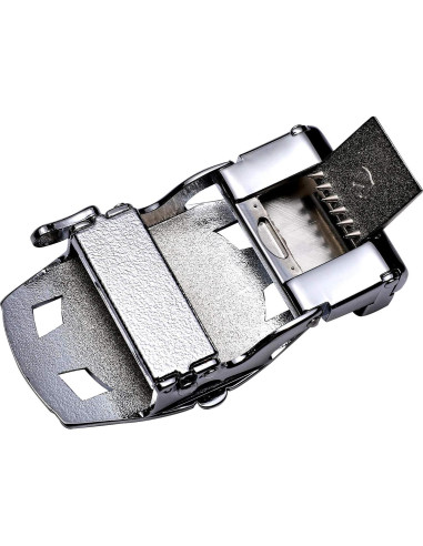 Cinturón Ratchet Barry.Wang Cuero Genuino Ajustable Negro