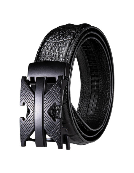 Cinturón Ratchet Barry.Wang Cuero Genuino Gris 2.86 cm