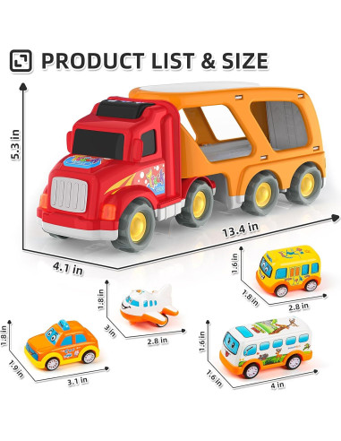 Veslier Juguete de Camión 5 en 1 con Autos para Niños