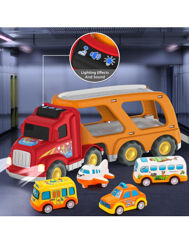 Veslier Juguete de Camión 5 en 1 con Autos para Niños