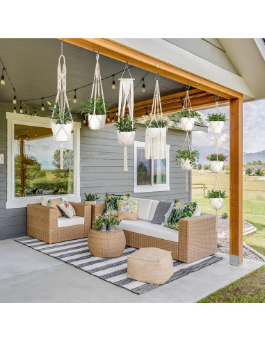 Soportes de Macramé Mkono para Plantas - Paquete de 6 Colgantes