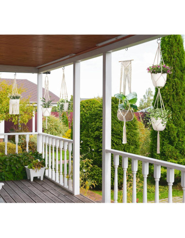 Soportes de Macramé Mkono para Plantas - Paquete de 6 Colgantes