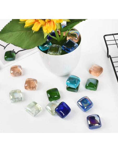 Canicas de Vidrio Planas LUEYAO Color Mezclado 1kg Decoración