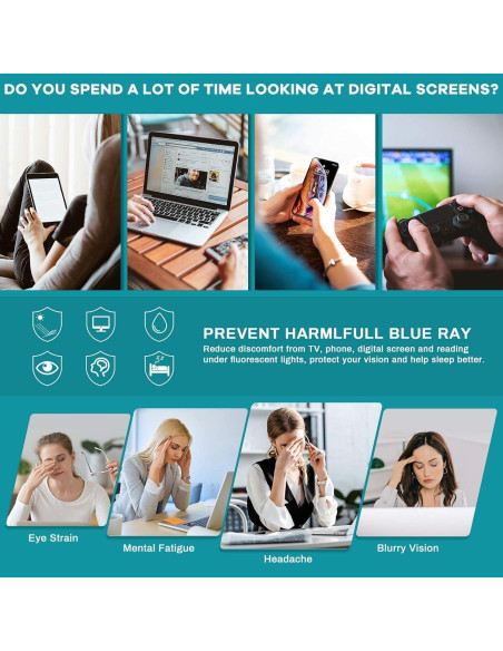 Gafas de luz azul Gaoye para mujer - Bloqueo 99% - Paquete 3