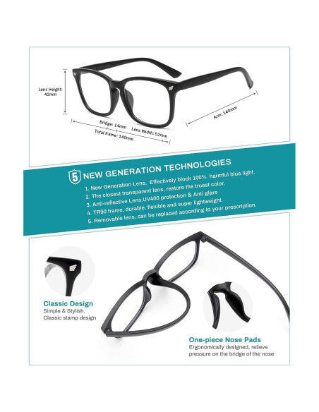 Gafas de luz azul Gaoye para mujer - Bloqueo 99% - Paquete 3