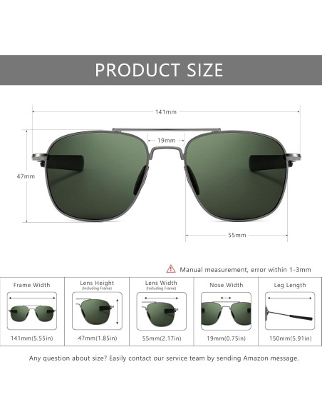 Gafas de sol piloto SUNGAIT polarizadas para hombres