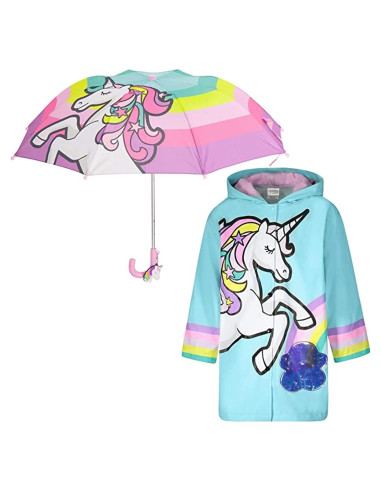 Conjunto Impermeable y Paraguas Unicornio Addie & Tate 3-10 Años