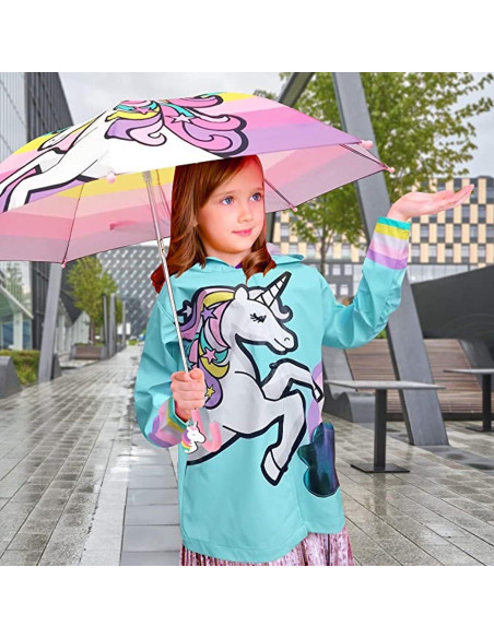 Conjunto Impermeable y Paraguas Unicornio Addie & Tate 3-10 Años
