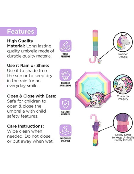 Conjunto Impermeable y Paraguas Unicornio Addie & Tate 3-10 Años