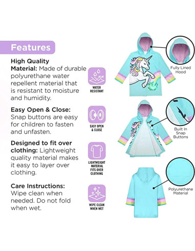 Conjunto Impermeable y Paraguas Unicornio Addie & Tate 3-10 Años