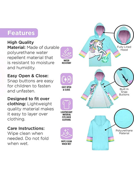 Conjunto Impermeable y Paraguas Unicornio Addie & Tate 3-10 Años