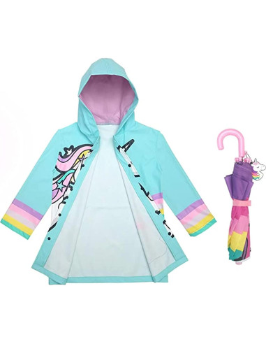 Conjunto Impermeable y Paraguas Unicornio Addie & Tate 3-10 Años