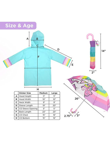 Conjunto Impermeable y Paraguas Unicornio Addie & Tate 3-10 Años