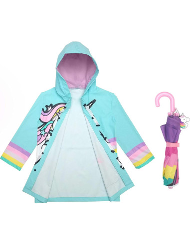 Conjunto Impermeable y Paraguas Unicornio Addie & Tate 3-10 Años