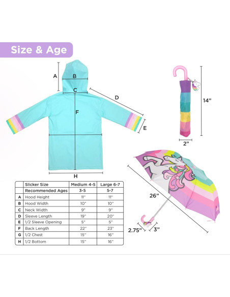 Conjunto Impermeable y Paraguas Unicornio Addie & Tate 3-10 Años