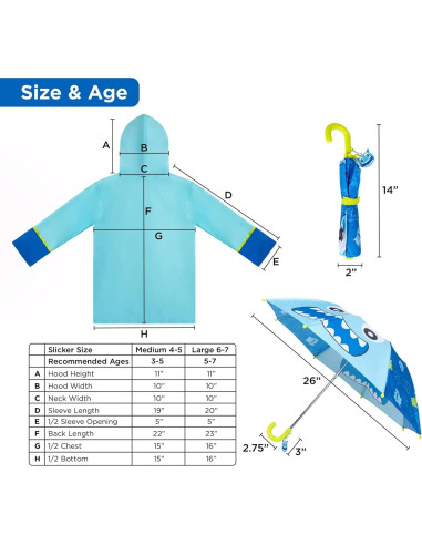 Paraguas y Conjunto Impermeable Niñas Addie & Tate Unicornio