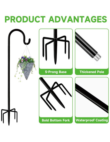 Gancho de Jardín Pantutru 121.92 cm 5 Puntas Soporte Decorativo
