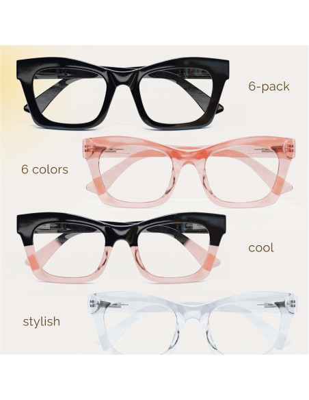 Gafas de Lectura CCVOO 6 Pack Oprah Luz Azul 2.25x