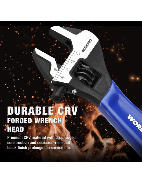 Llave Ajustable WORKPRO 10.16 cm Acero Cr-V Azul