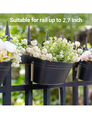 Macetas colgantes de hierro Dahey para barandilla, 3 piezas