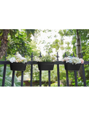 Macetas colgantes de hierro Dahey para barandilla, 3 piezas