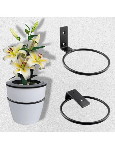 Juego de 2 Anillos para Macetas Jiozermi 15.24 cm Metal Negro