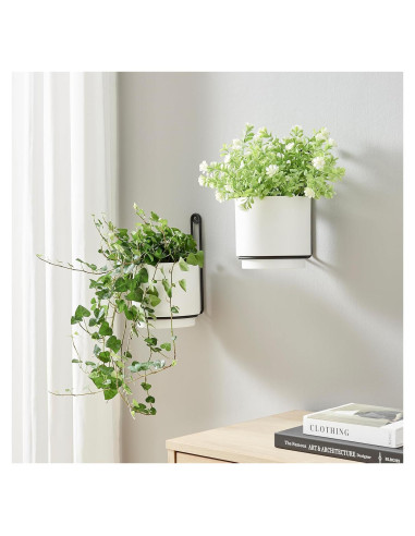 2 Macetas Colgantes CISEANOL de Metal 15 cm Blancas Modernas