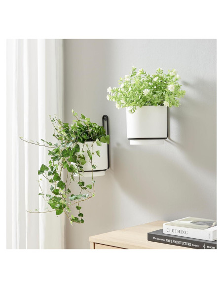 2 Macetas Colgantes CISEANOL de Metal 15 cm Blancas Modernas