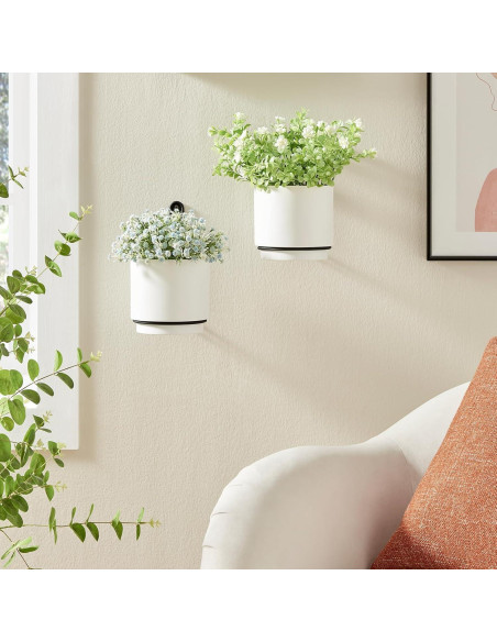 2 Macetas Colgantes CISEANOL de Metal 15 cm Blancas Modernas
