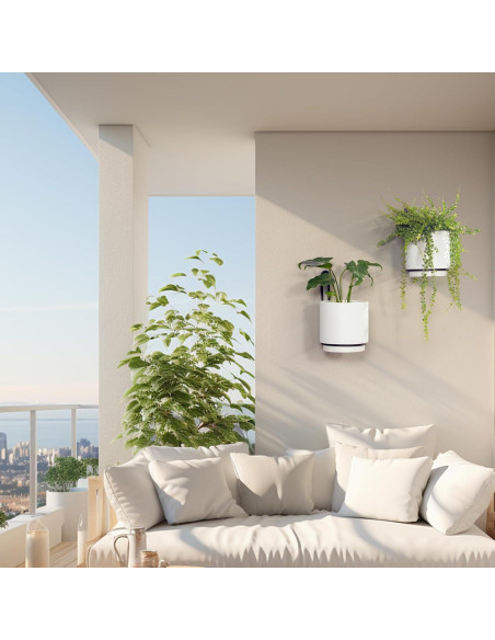 2 Macetas Colgantes CISEANOL de Metal 15 cm Blancas Modernas