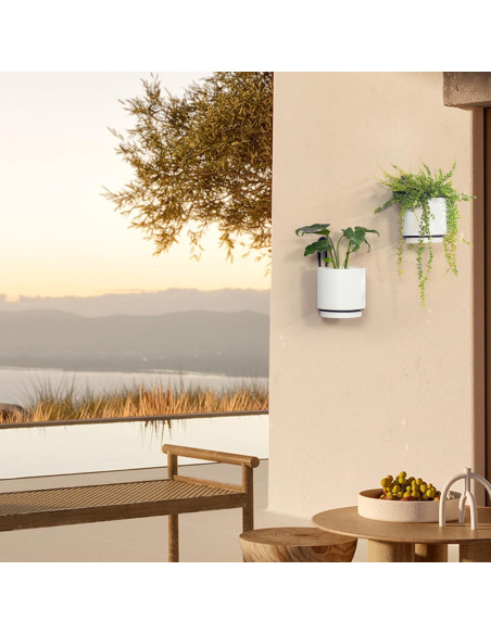 2 Macetas Colgantes CISEANOL de Metal 15 cm Blancas Modernas