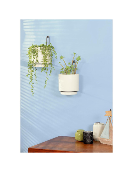 2 Macetas Colgantes CISEANOL de Metal 15 cm Blancas Modernas