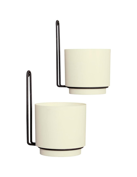 2 Macetas Colgantes CISEANOL de Metal 15 cm Blancas Modernas