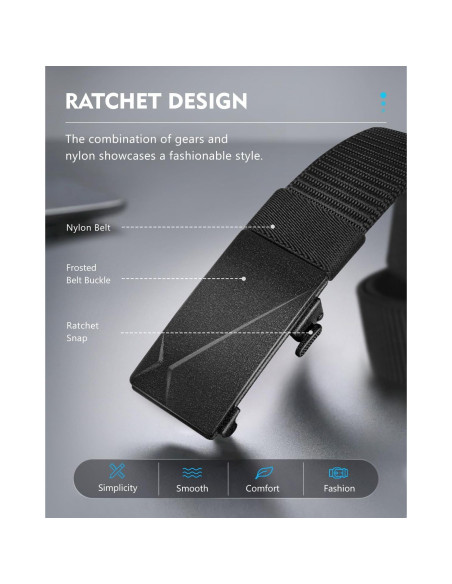 Cinturón de Nylon Fairwin Automático para Hombre 3,18 cm