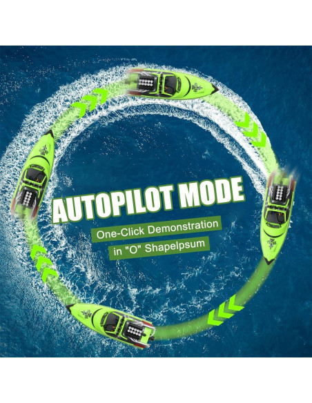 Barco RC Hitish TX-725 Verde 32 km/h con LED y 2 Baterías